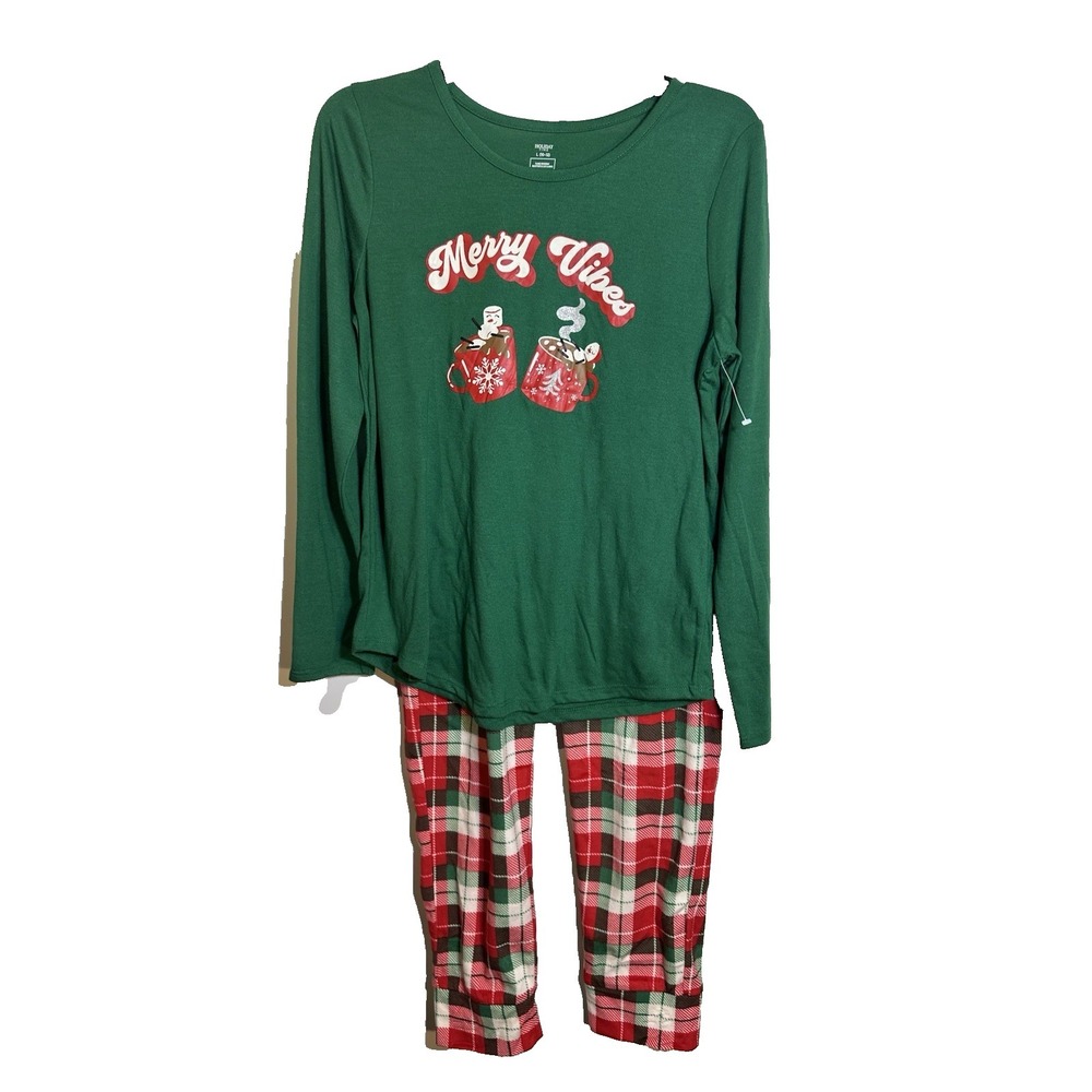 holiday time girls sleep wear pajamas long sleeve shirt & pants size large 10 12